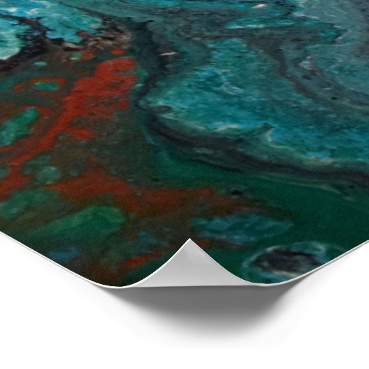 Turquoise Copper Fluid Marble Acrylic Art Abstract Poster (Hoek)