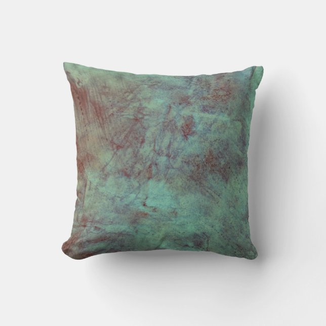 Turquoise Copper Textured Grunge Kussen (Voorkant)
