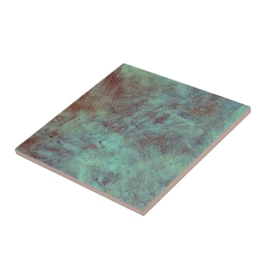 Turquoise Copper Textured Grunge Tegeltje (Zijkant)