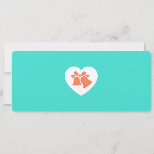 Turquoise & Coral Boarding Pass Wedding Kaart (Achterkant)