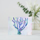 Turquoise Coral Mosaic Zee Glass Silhouette Briefkaart (Staand voorkant)