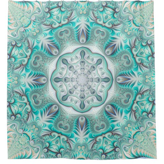 Turquoise Coral Reef Mandala Douchegordijn (Voorkant)