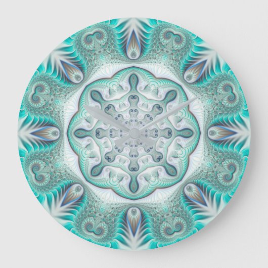 Turquoise Coral Reef Mandala Grote Klok (Voorkant)