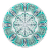 Turquoise Coral Reef Mandala Keramische Knop (Voorkant)