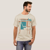 Turquoise Coral Rust Taupe MCM-geïnspireerde vierk T-shirt (Voorkant volledig)