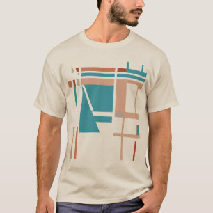 Turquoise Coral Rust Taupe MCM-geïnspireerde vierk T-shirt