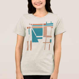 Turquoise Coral Rust Taupe MCM-geïnspireerde vierk Tri-Blend Shirt