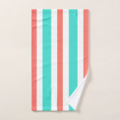 Turquoise Coral White Stripes Bad Handdoek (Handdoek)