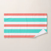 Turquoise Coral White Stripes Bad Handdoek (Handdoek)