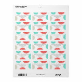 Turquoise & Coral Zinnia Bloem Adreslabel Etiket (Full Sheet)