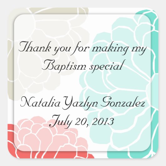 Turquoise & Coral Zinnia Flower Sticker (Voorkant)