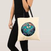 Turquoise Cosmic Dragon Canvas tas (Voorkant (product))