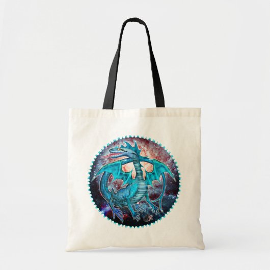 Turquoise Cosmic Dragon Canvas tas (Voorkant)
