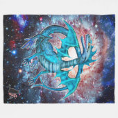 Turquoise Cosmic Dragon Fleece Deken (Voorkant (Horizontaal))