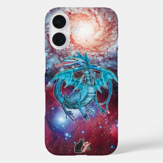 Turquoise Cosmic Dragon Hoesje-Mate iPhone Case (Achterkant)