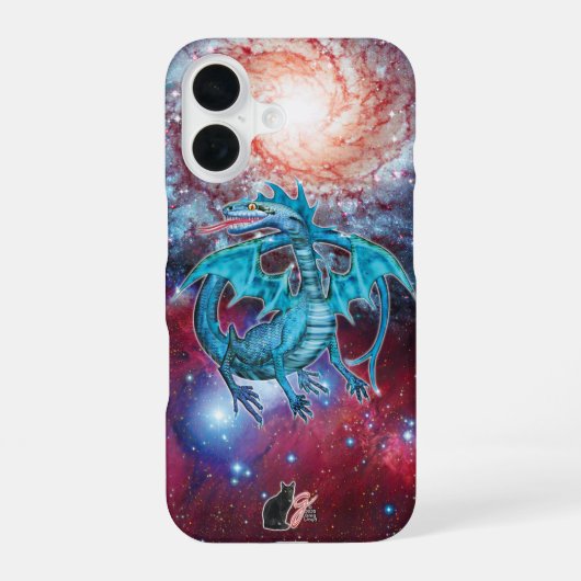 Turquoise Cosmic Dragon Hoesje-Mate iPhone Case 16 Hoesje (Achterkant)