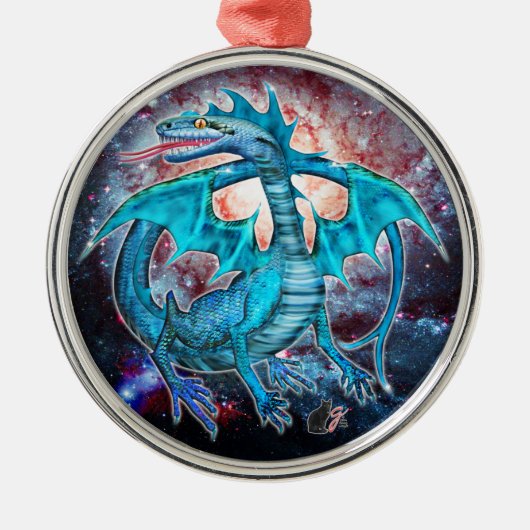Turquoise Cosmic Dragon Ornament (Voorkant)
