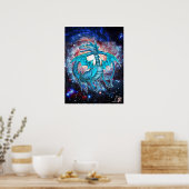 Turquoise Cosmic Dragon Poster (Keuken)
