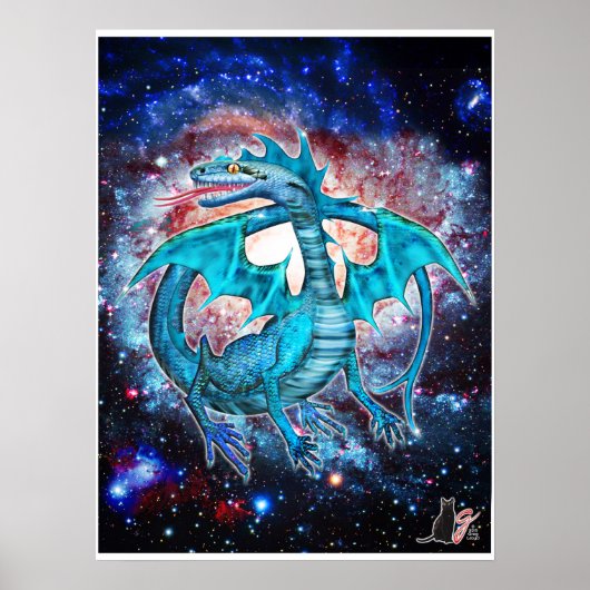 Turquoise Cosmic Dragon Poster (Voorkant)