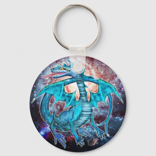 Turquoise Cosmic Dragon Sleutelhanger (Voorkant)