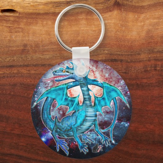 Turquoise Cosmic Dragon Sleutelhanger (Achterkant)