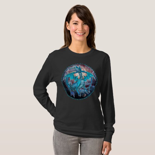 Turquoise Cosmic Dragon T-Shirt (Voorkant volledig)
