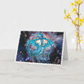 Turquoise Cosmic Dragon-Wenskaart Kaart (Gele Bloem)