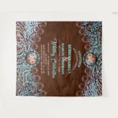 Turquoise Cowboy Country Western Trouwachtergrond Wandkleed (Voorkant (horizontaal))