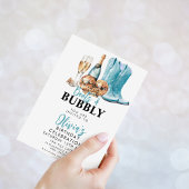 Turquoise Cowboy laarzen en Bubble Party uitnodigi Kaart