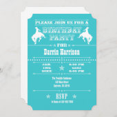 Turquoise Cowboy Rodeo Birthday Party Invitation Kaart (Voorkant / Achterkant)