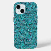 Turquoise cowgirl bloemengereedschap leder western Case-Mate iPhone case (Achterkant)