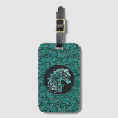 Turquoise cowgirl bloemengereedschap lederen paard bagagelabel (Voorkant (verticaal))