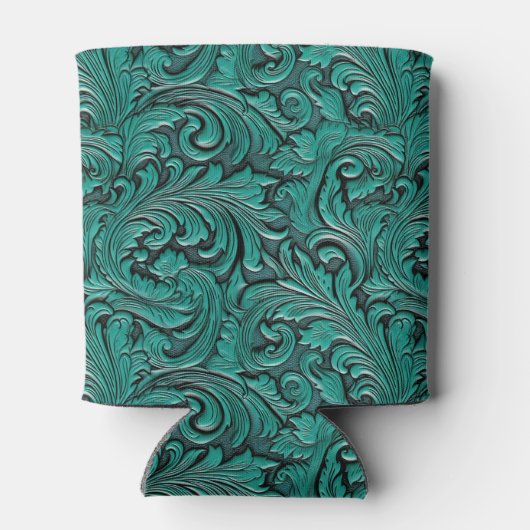 Turquoise cowgirl bloemengereedschap lederen paard blikjeskoeler (Achterkant)