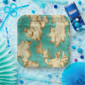 Turquoise Cream Dier Koeienhuid Western Cowgirl Papieren Bordje (Feest)