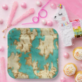 Turquoise Cream Dier Koeienhuid Western Cowgirl Papieren Bordje (Feest)