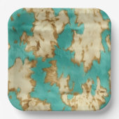 Turquoise Cream Dier Koeienhuid Western Cowgirl Papieren Bordje (Voorkant)
