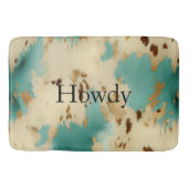 Turquoise Cream Gold Southwest Koeienhuid Badmat (Voorkant)