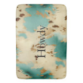 Turquoise Cream Gold Southwest Koeienhuid Badmat (Voorkant Verticaal)