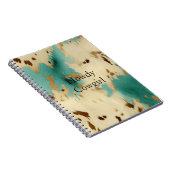Turquoise Cream Gold Southwest Koeienhuid Notitieboek (Rechterzijde)