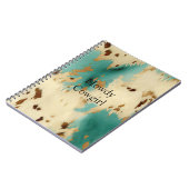 Turquoise Cream Gold Southwest Koeienhuid Notitieboek (Linkerzijde)