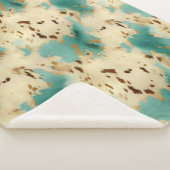 Turquoise Cream Gold Southwest Koeienhuid Sherpa Deken (3/4)