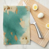 Turquoise Cream Gold Southwest Koeienhuid Theedoek (Quarter Fold)