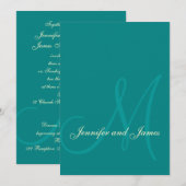Turquoise Cream Modern Wedding Invitations Kaart (Voorkant / Achterkant)