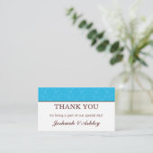 Turquoise & Cream Wedding Table Bedankt kaarten Plaatskaartje (Staand voorkant)