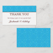 Turquoise & Cream Wedding Table Bedankt kaarten Plaatskaartje (Voorkant / Achterkant)