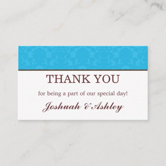 Turquoise & Cream Wedding Table Bedankt kaarten Plaatskaartje (Voorkant)