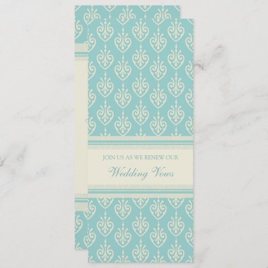 Turquoise Cream Wedding Vow Renewal Uitnodigingen (Voorkant / Achterkant)