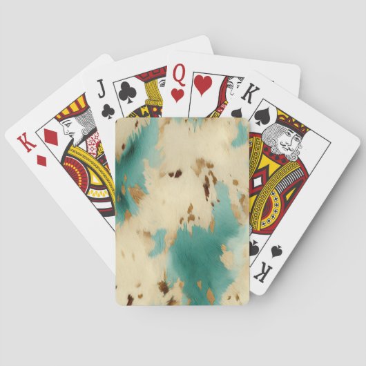 Turquoise Crème Goud Zuidwest Cowhide Pokerkaarten (Achterkant)