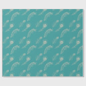 Turquoise Crème Pauwveren Bruidsdouche Cadeaupapier (Vlak)