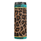 Turquoise Cross op Animal Print Thermosbeker (Achterkant)